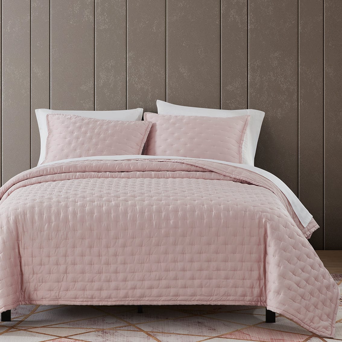 Eucalyptus Pintuck Quilt Set - Blush Quilt Set