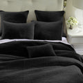 Stonewashed Cotton Velvet Quilt Set - Black Quilt Set