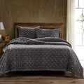 Stella Faux Silk Velvet Pintuck Quilt - Dark Slate Quilt