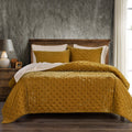 Stella Faux Silk Velvet Pintuck Quilt - Saffron Quilt