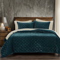 Stella Faux Silk Velvet Pintuck Quilt - Storm Blue Quilt
