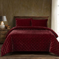 Stella Faux Silk Velvet Pintuck Quilt - Garnet Red Quilt