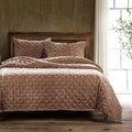 Stella Faux Silk Velvet Pintuck Quilt - Dusty Rose Quilt