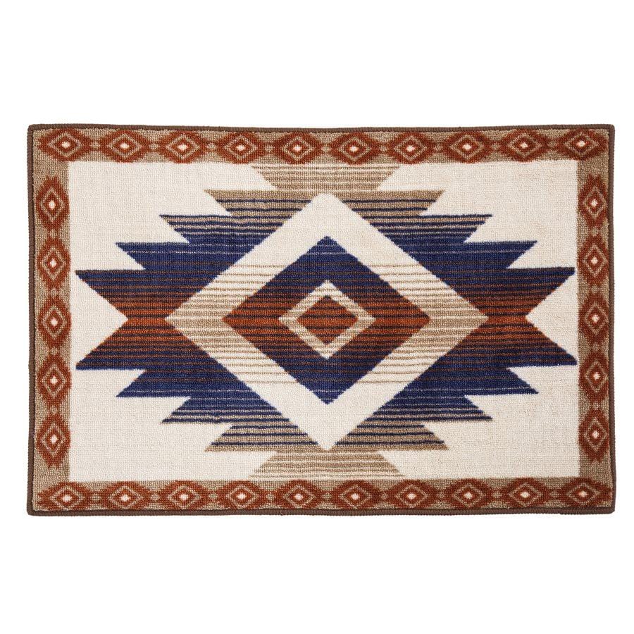 Aztec Blue & Terra Cotta Kitchen/Bath Rug Bath or Kitchen Rug