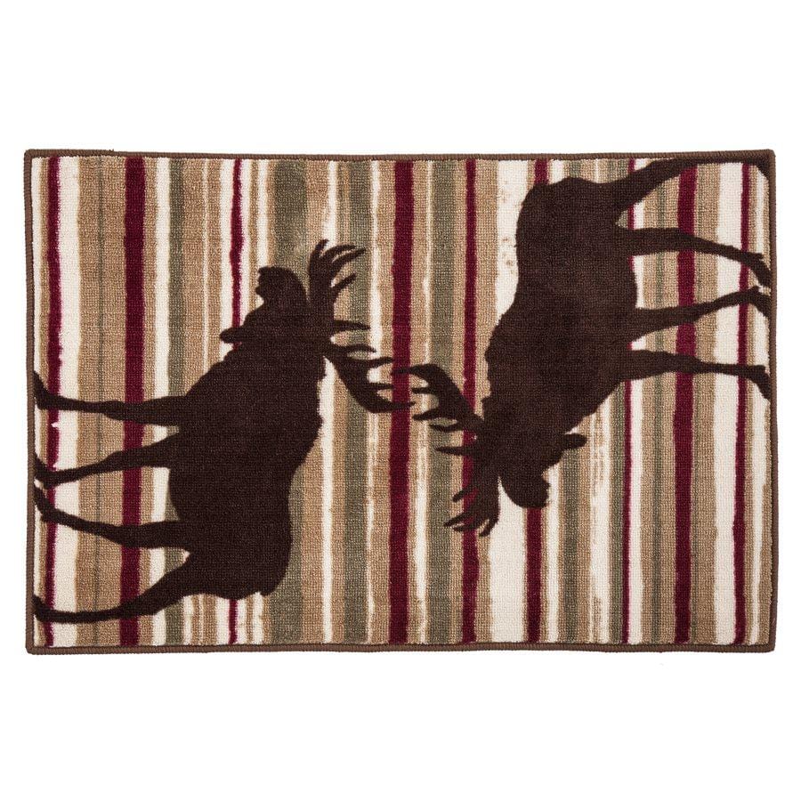 Moose Chocolate & Cranberry Stripe Kitchen/Bath Rug Bath or Kitchen Rug