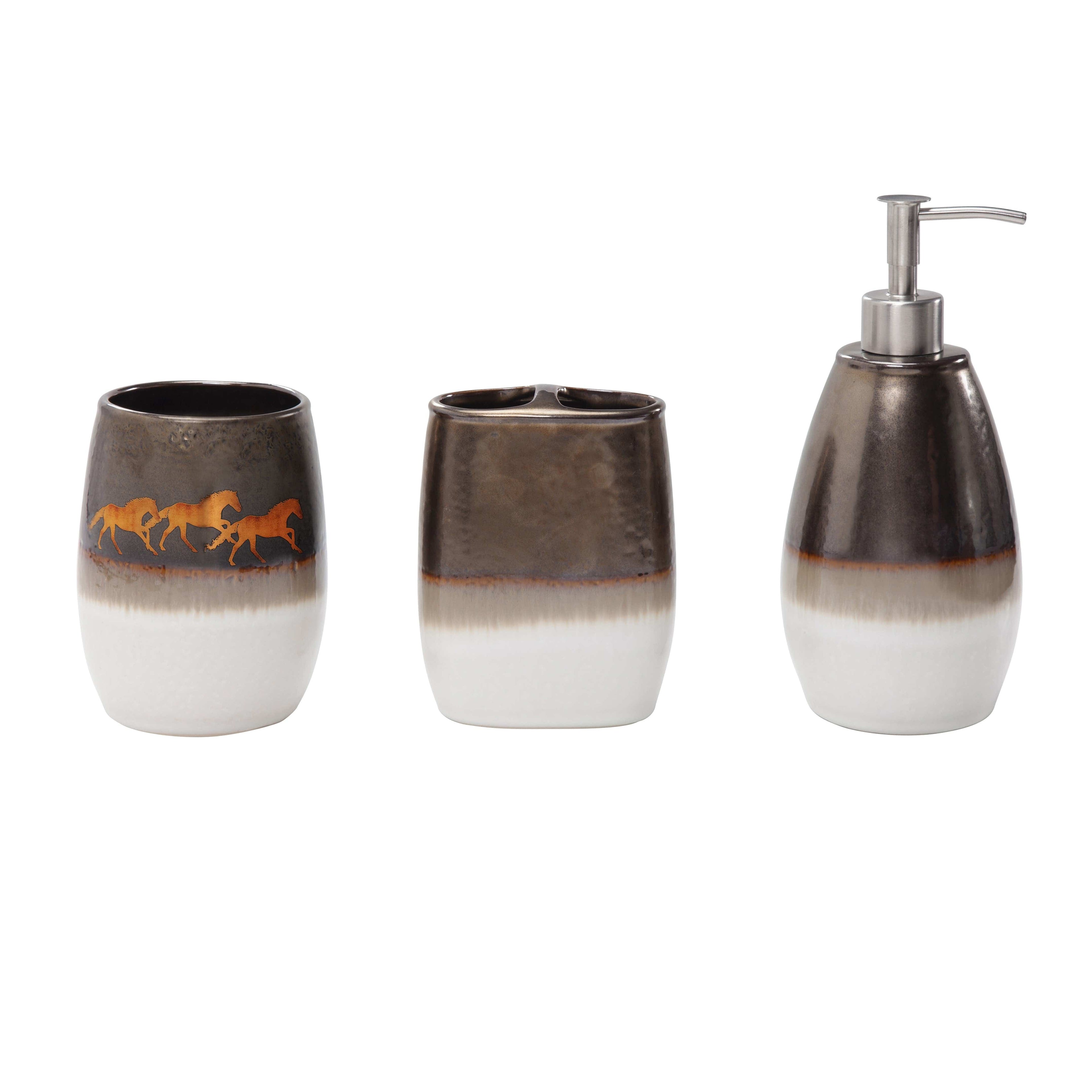 Running Remuda Ceramic 3PC Countertop Bathroom Set Bath Accent Set