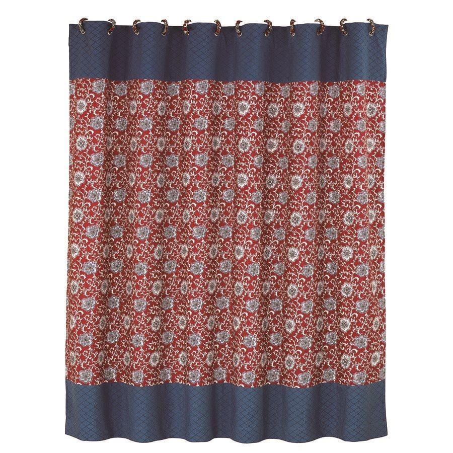Floral Shower Curtain with Blue Detail Shower Curtain