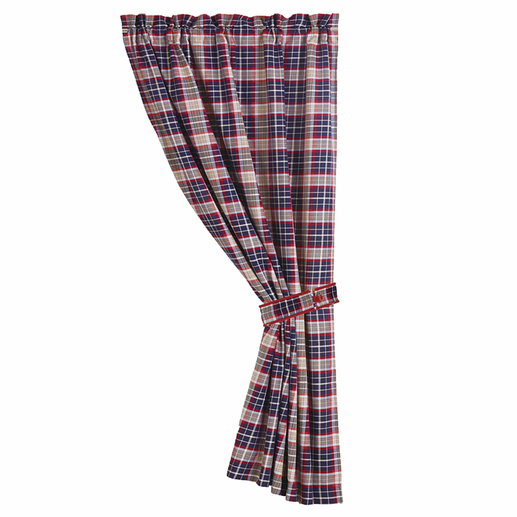 Blue plaid curtain with tieback Curtain