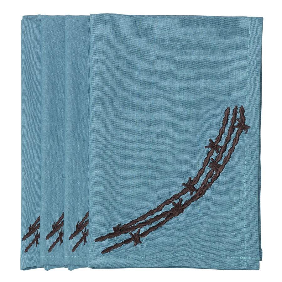 Barbwire Napkin - Turquoise (Set of 4) Table Linens