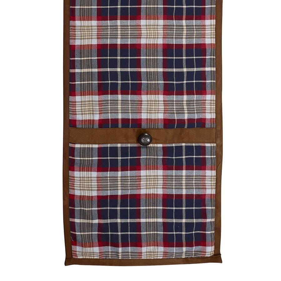 South Haven Blue Plaid Table Runner with Suede Table Linens