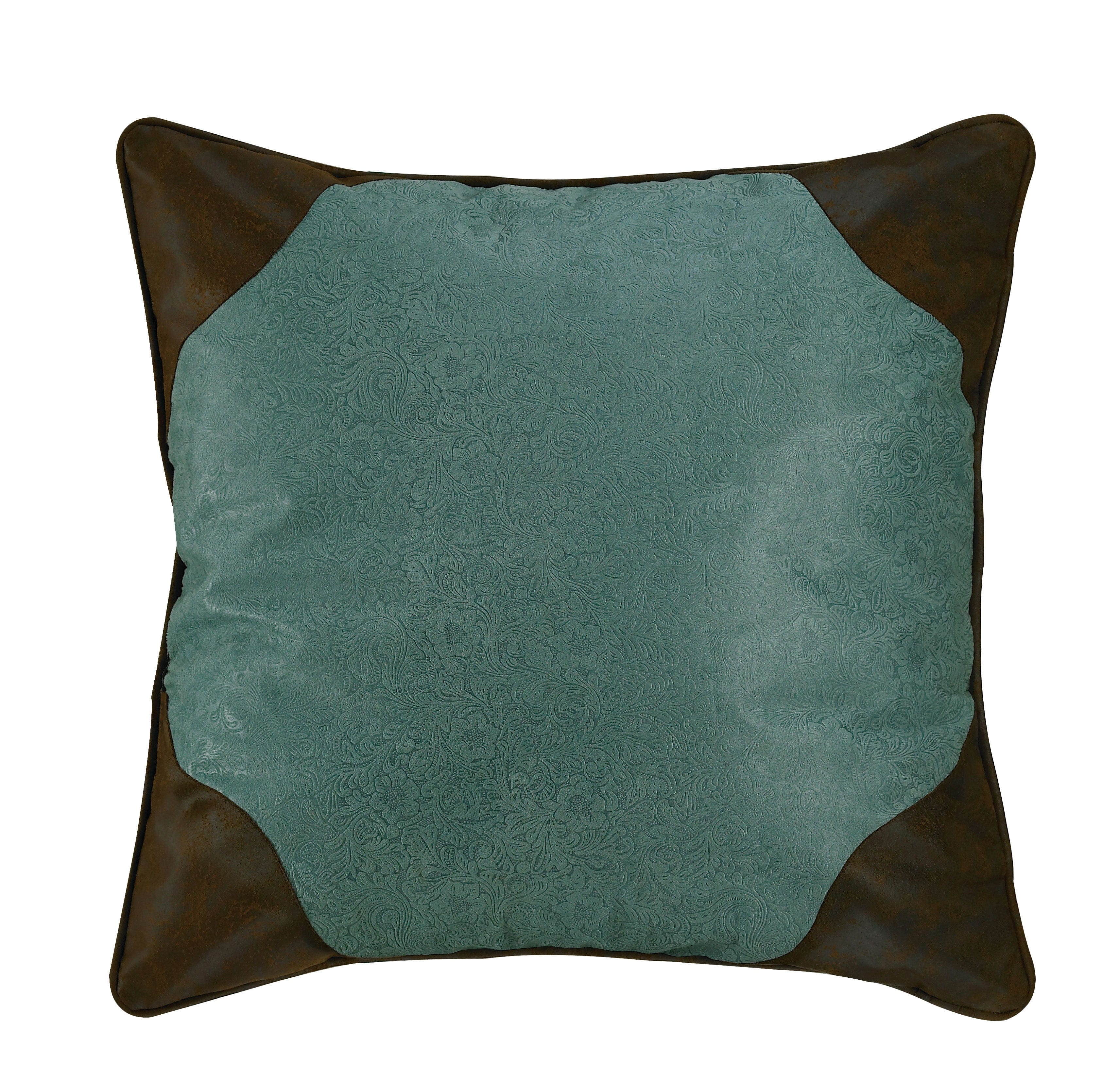 Calhoun Turquoise Faux Tooled Leather Euro Sham Euro Sham