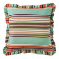 Serape Euro Sham w/ Ruffles - Turquoise, Orange & Brown Euro Sham