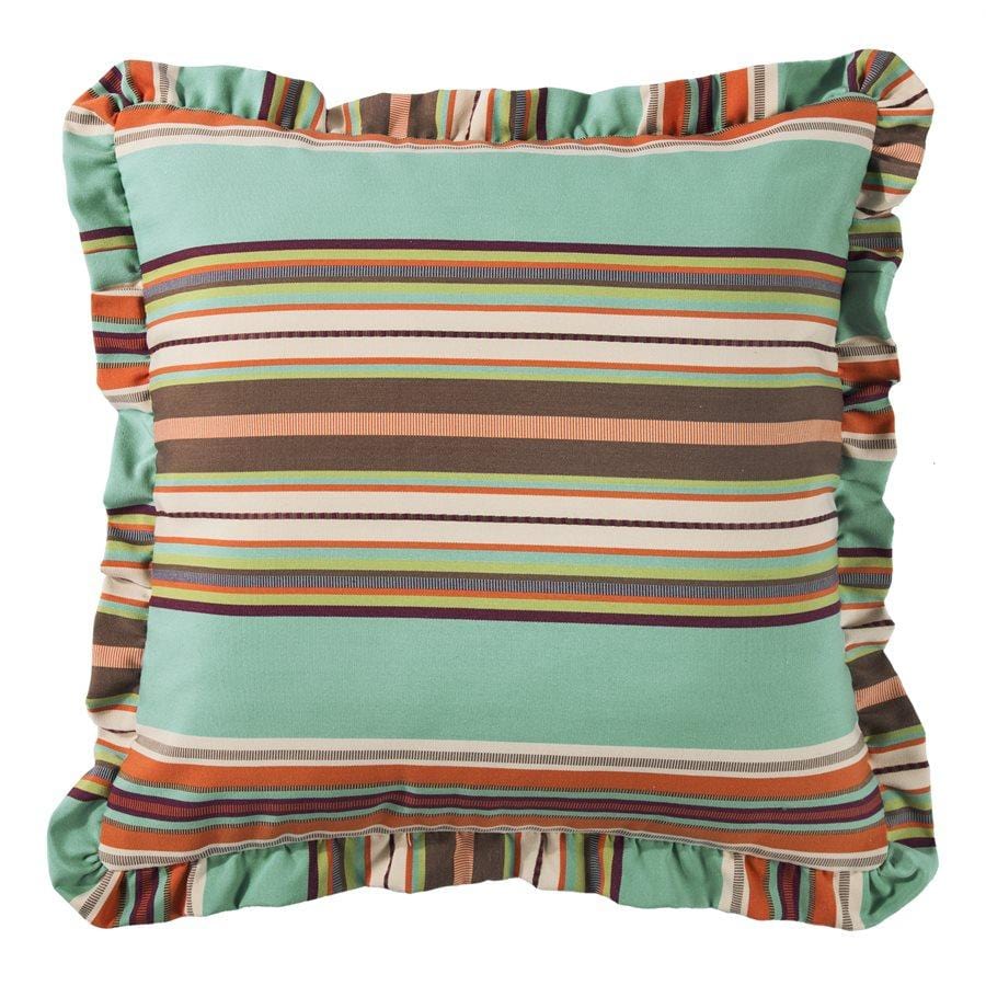 Serape Euro Sham w/ Ruffles - Turquoise, Orange & Brown Euro Sham