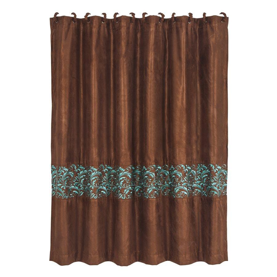 Wyatt Copper & Turquoise Scrollwork Shower Curtain Shower Curtain