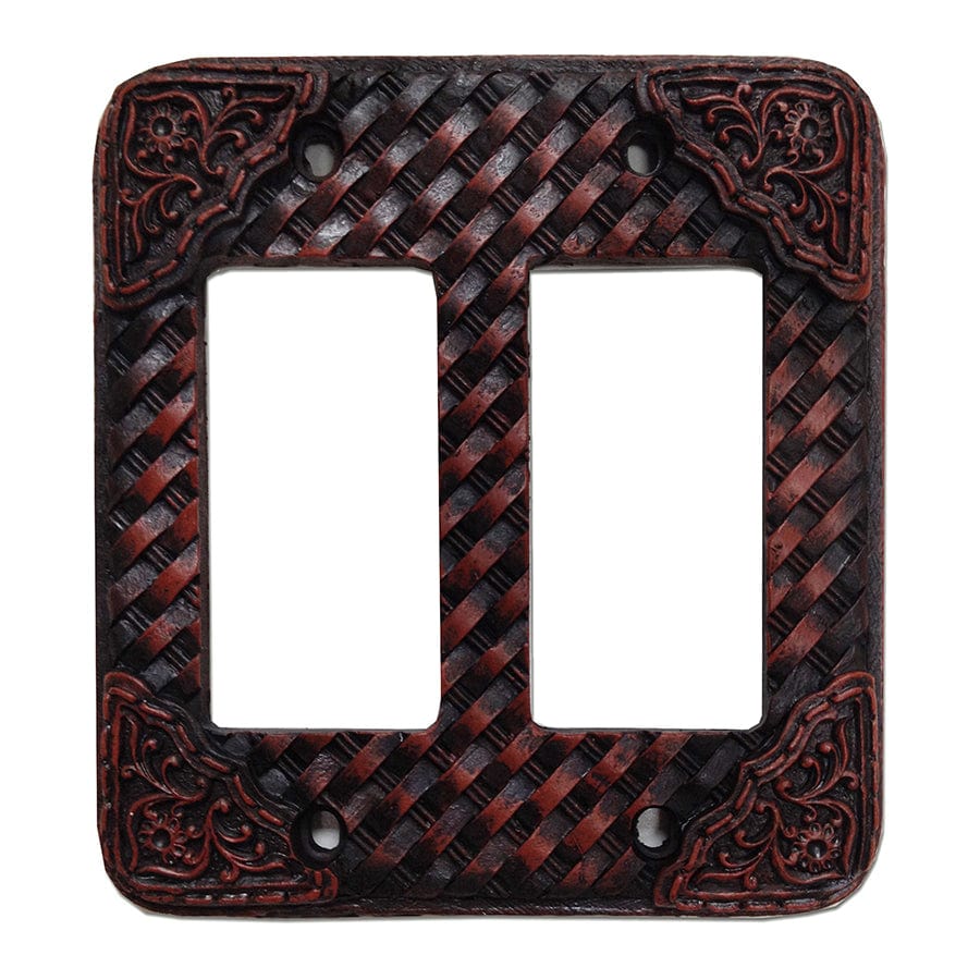 Tooled Resin Weaver Double Rocker Wall Switch Plate Switch and Outlet Wall Plate