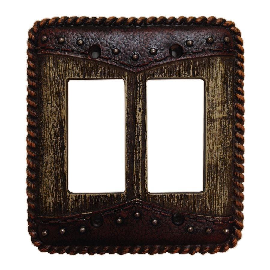 Woodgrain w/ Double Yoke Double Rocker Wall Switch Plate Switch and Outlet Wall Plate