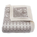 Fair Isle Taupe Knit Throw Blanket Throw