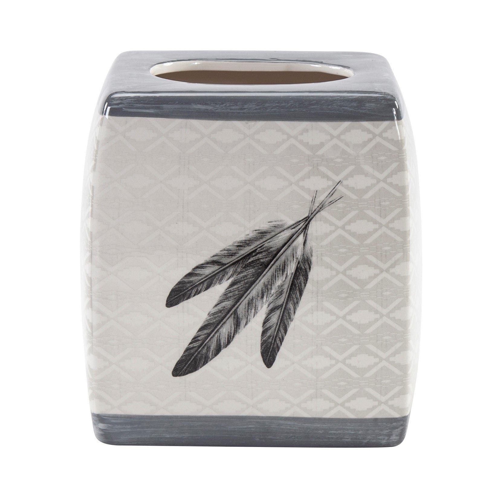 Feather Design Ceramic Tissue Box Cover Tissue Holder
