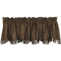 Chocolate Tooled Leather Kitchen Valance w/ Fringe Valance