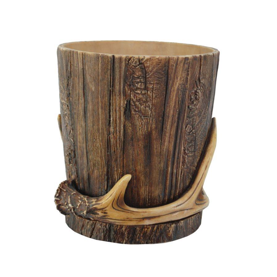 Tree Bark & Antler Wastebasket Wastebasket