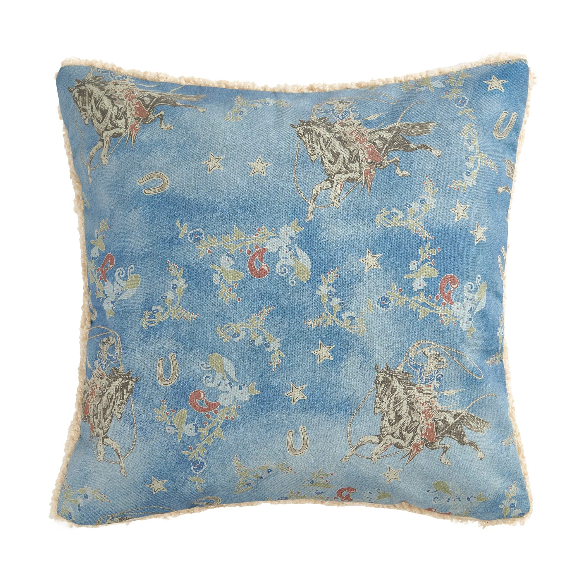 Lee Western Washed Denim Teddy-Backed Pillow Pillow