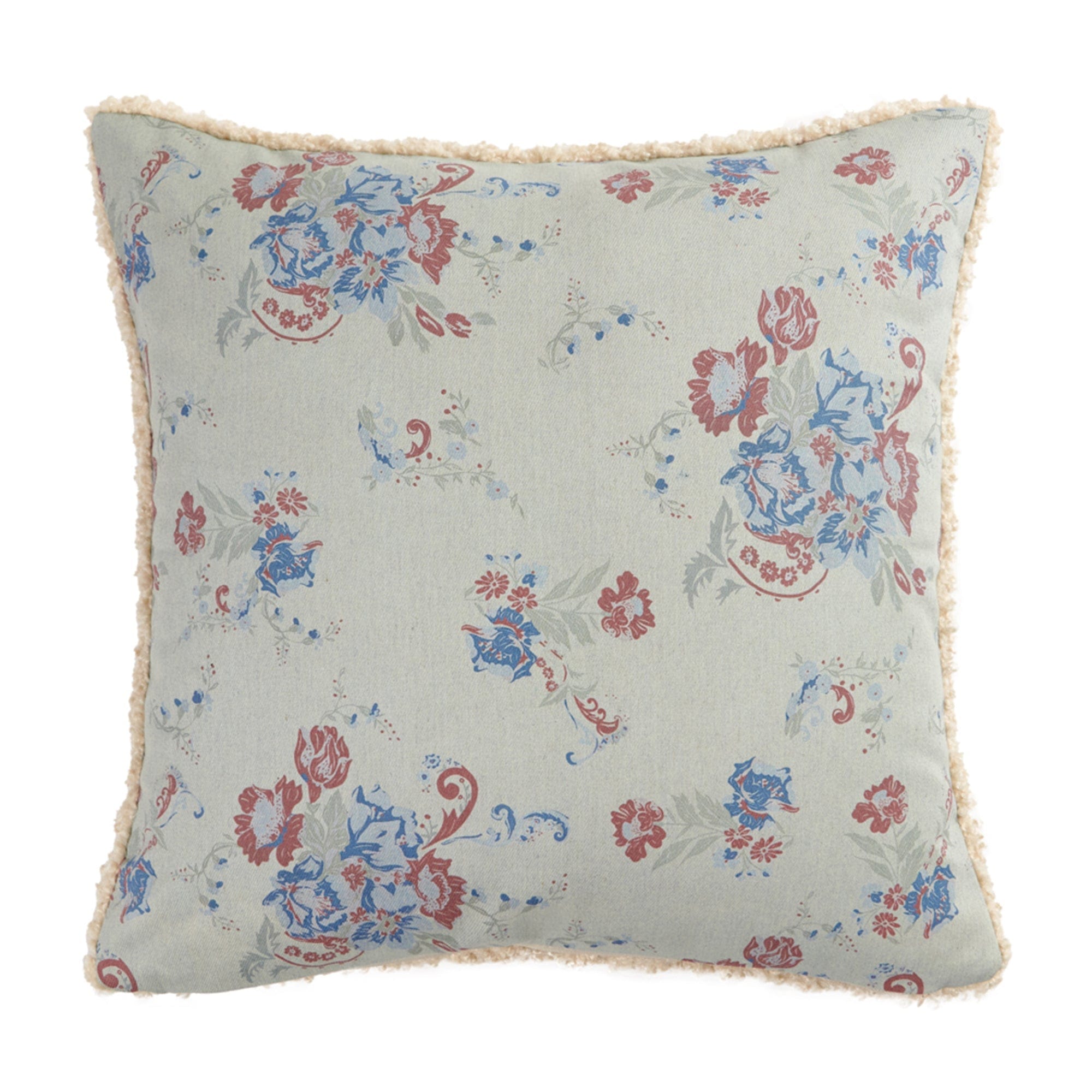 Rosabel Washed Denim Teddy-Backed Pillow Pillow