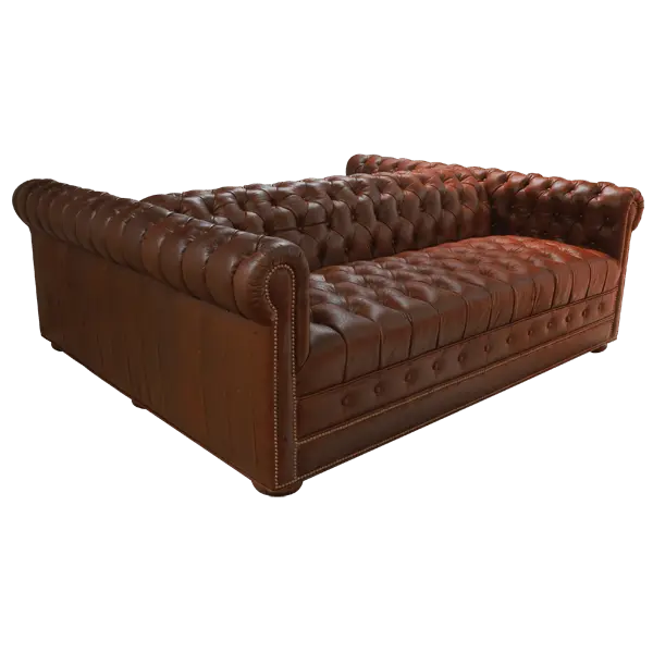 Handcrafted full-grain leather double sofa with Western button tufting and solid wood frame. The Paciente blends rugged luxury and timeless craftsmanship. 100% customizable.