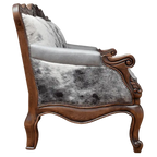 Handcrafted Western-style sofa with carved wood frame, full-grain leather, and cowhide upholstery. The Lords Sofa blends rustic charm with elegant Spanish Colonial design. Fully Customizable.