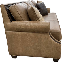 Load image into Gallery viewer, contemporary western sofa, rolled arms, scallopped arms, western leather sofa