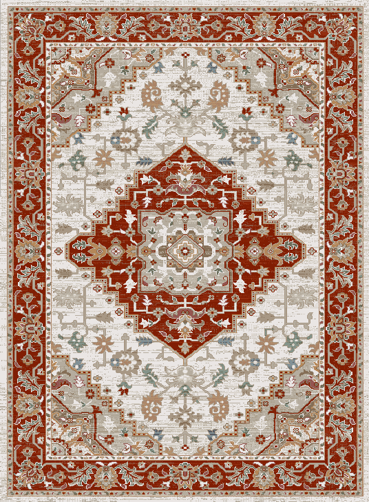 Plymouth Beryl Ivory/Red Area Rug