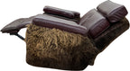 Luxury Western rocker recliner in Fellside Mulberry leather with Lindt Mocha accents and full bison hide wrap. A bold Yellowstone-inspired recliner blending rugged texture with heirloom craftsmanship.