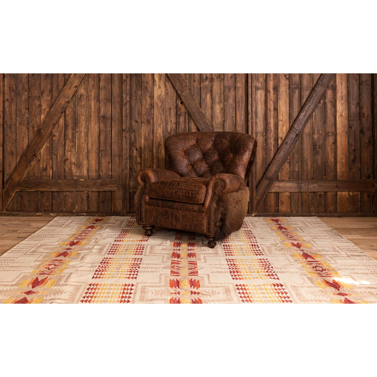 Yellowstone Buffalo Curved Back Tufted Chair