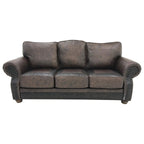 Split Rail 8 Foot 3 Cushion Western Cowhide Sofa