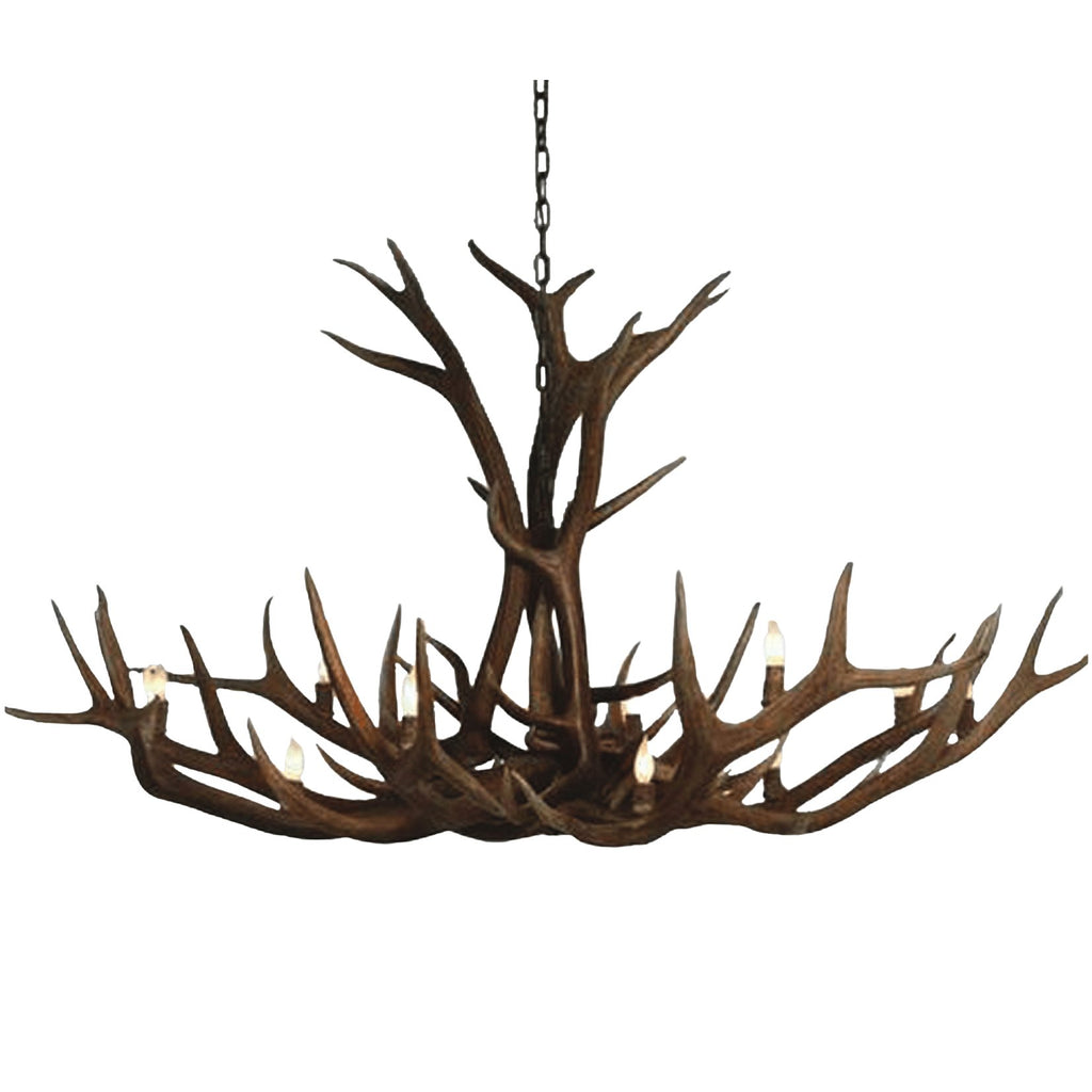 12 Light Single Tier Elk Antler Chandelier