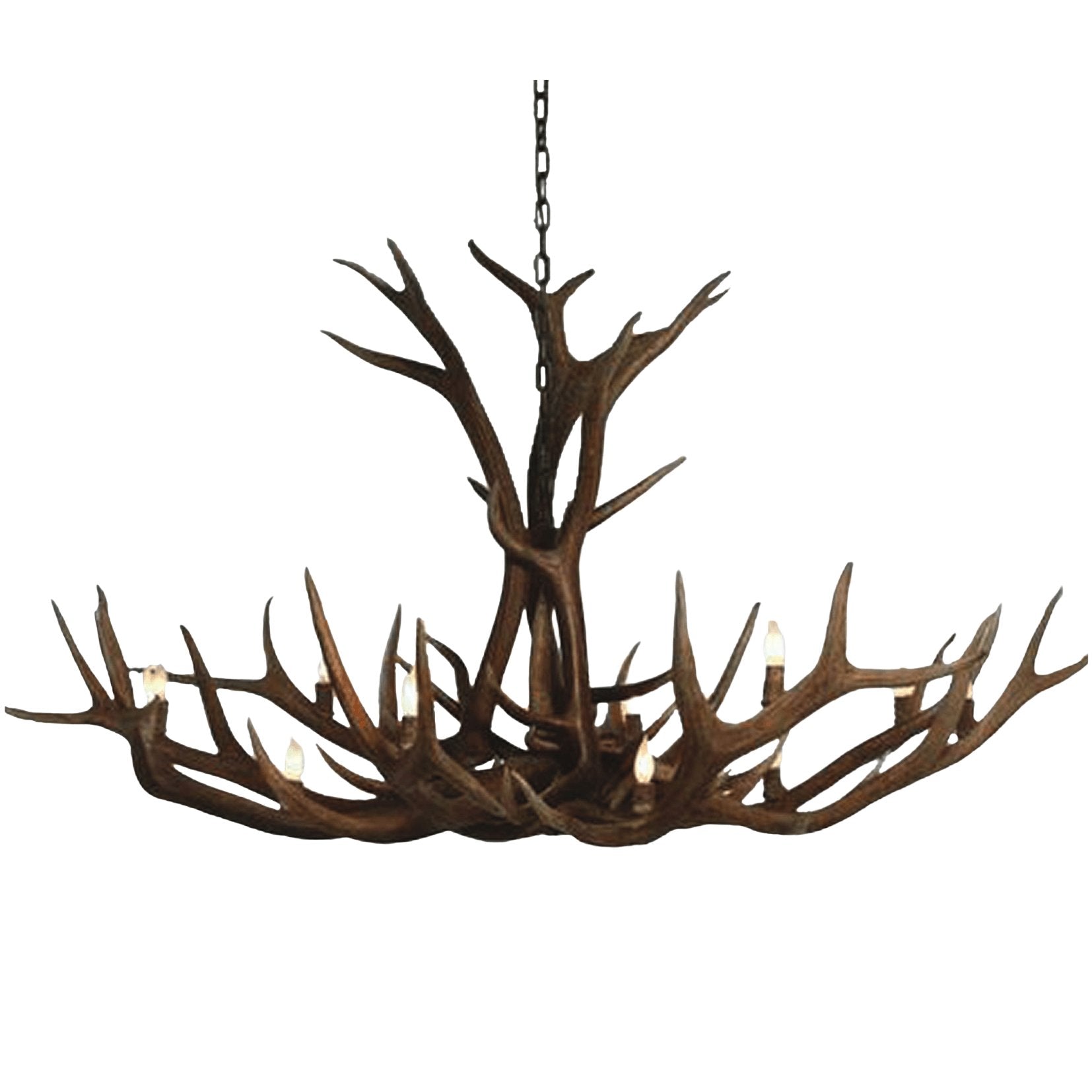 12 Light Single Tier Elk Antler Chandelier