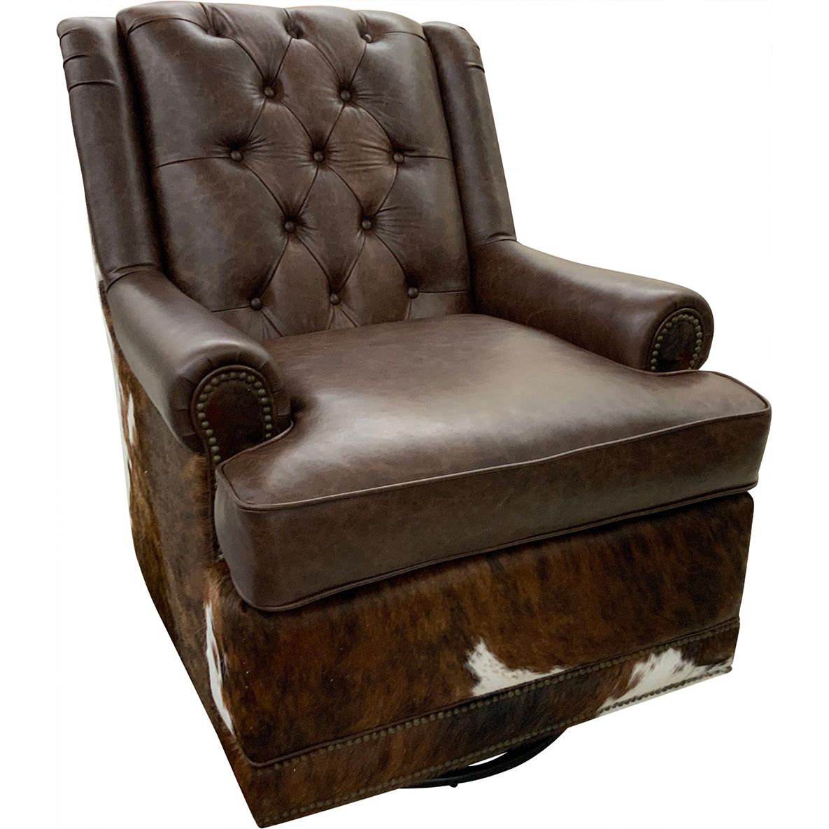 Split Rail Tallback Leather Swivel Glider