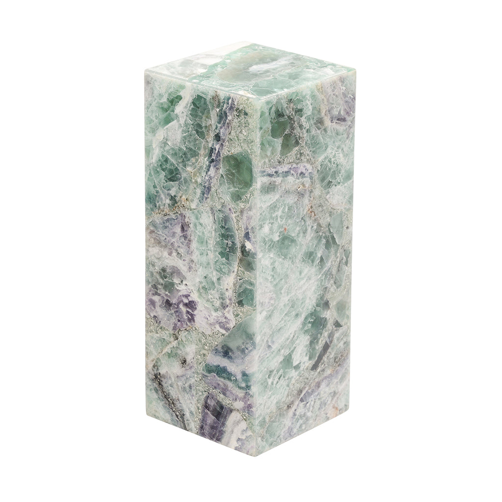 Small Cube Solid Top Flourite Pillar Lamp