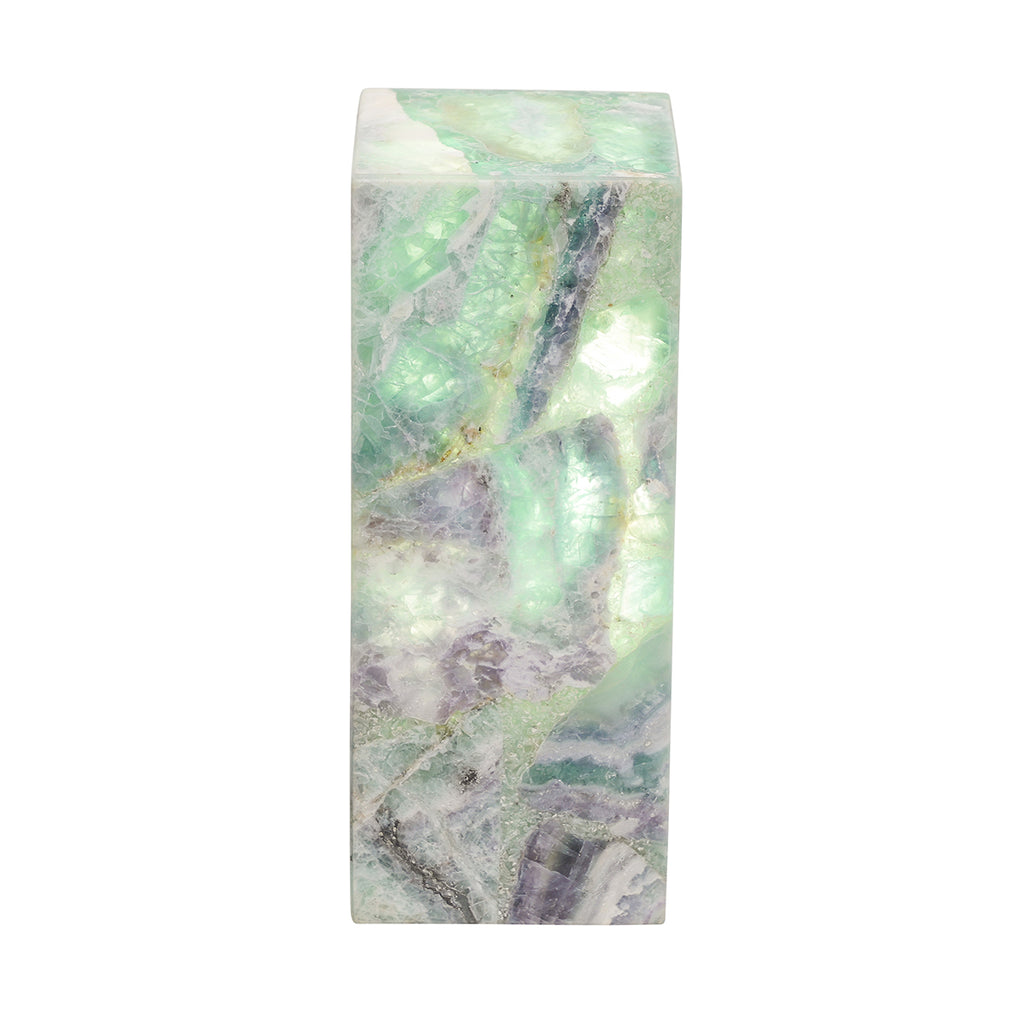 Small Cube Solid Top Flourite Pillar Lamp
