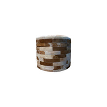 Load image into Gallery viewer, Light Brown Round Patchwork Ottoman
