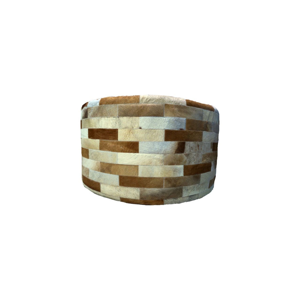 Round Patchwork  Leather Ottoman