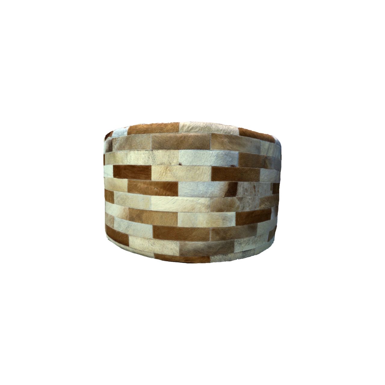 Round Patchwork  Leather Ottoman