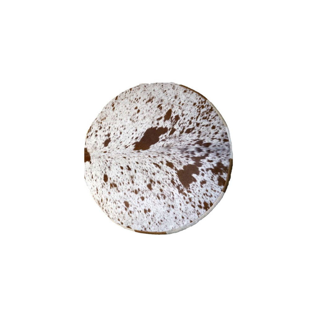 Round Patchwork Ottoman - Light Brown