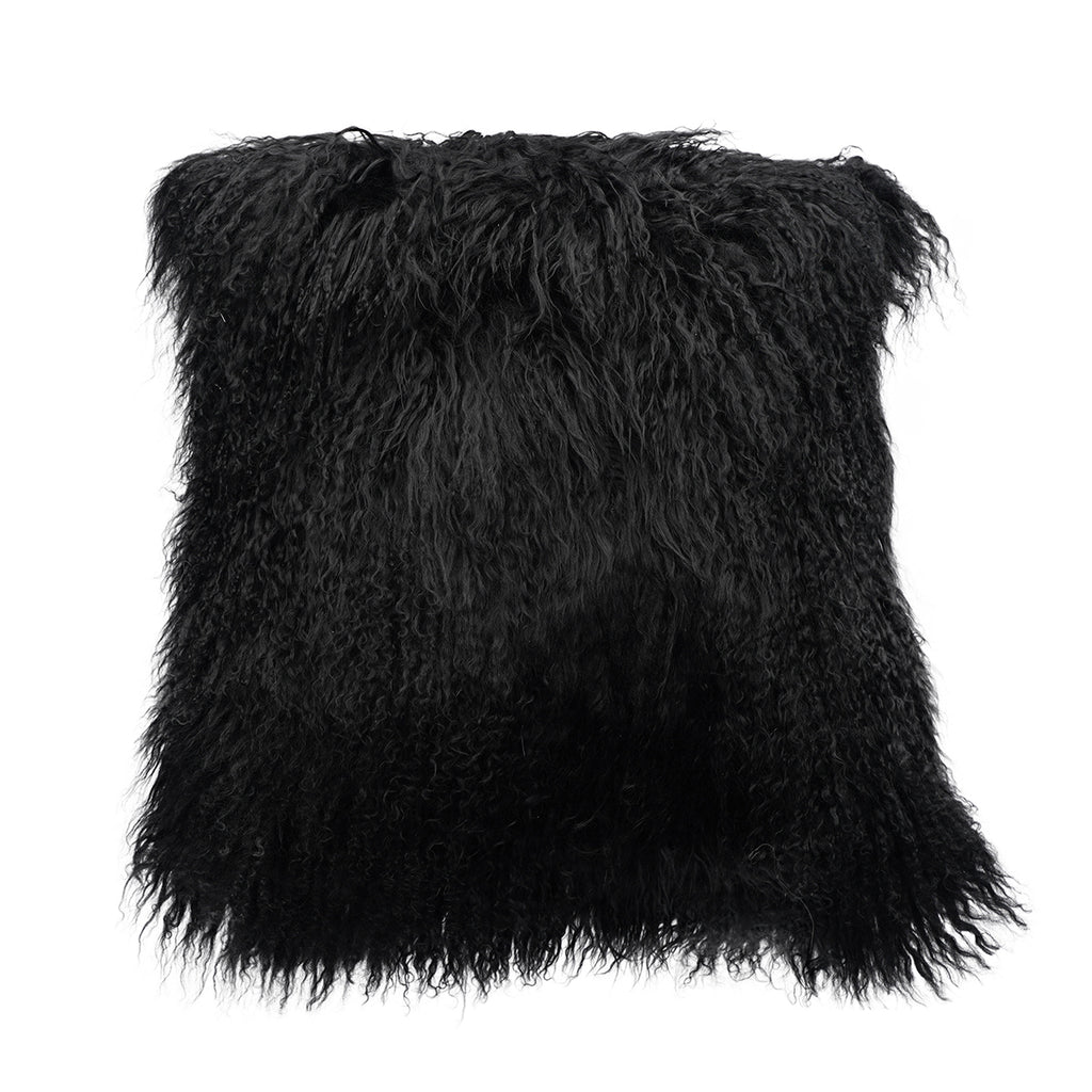 Tibetan Sheep Throw Pillow - Black