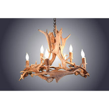 Load image into Gallery viewer, 6 Light Fallow Ring Antler Chandelier