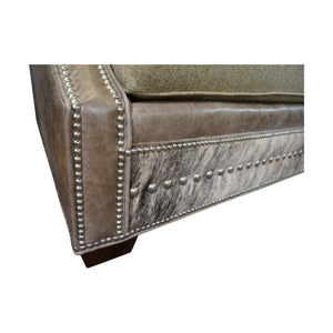 Western Leather Cowhide Sofa - Gray