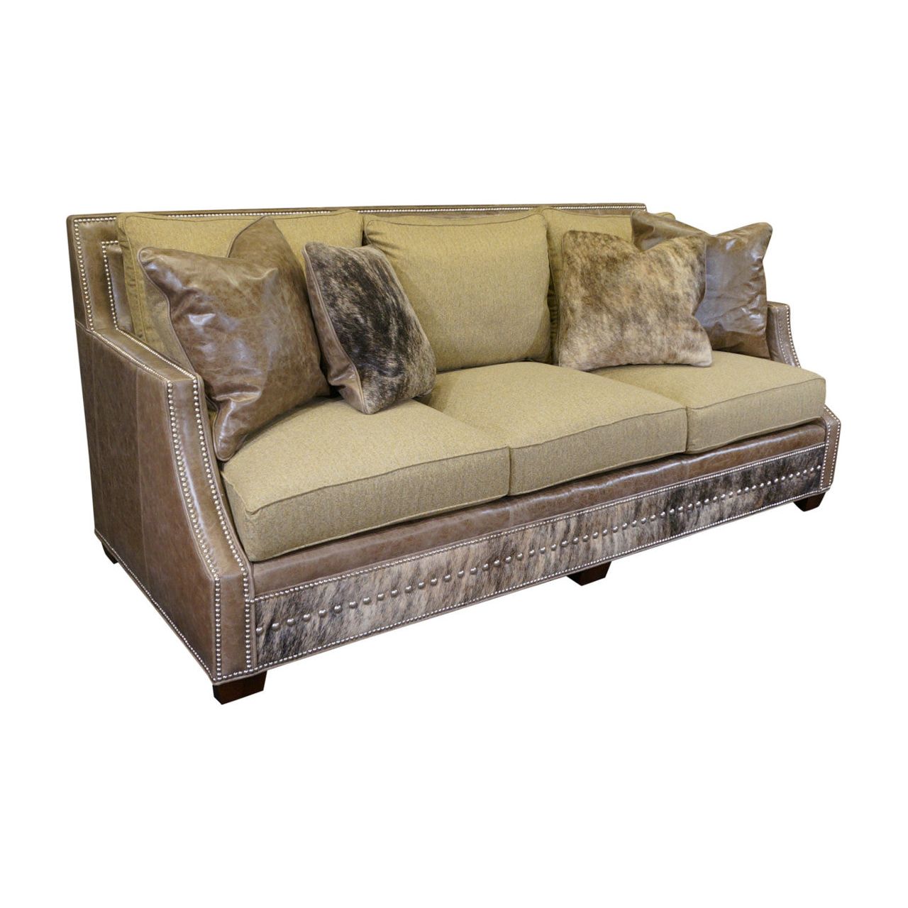 Western Cowhide Sofa - Gray