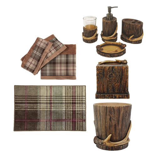 Antler Bath Accessory and Forest Pines Towel Set