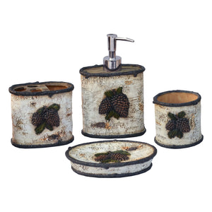 Birch Pinecone 4 PCS Bath Accessory Set