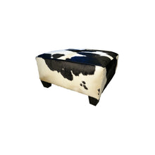 Load image into Gallery viewer, black and white cowhide ottoman