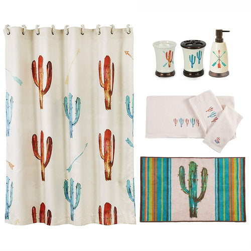 Cactus 8-PC Bath Accessory and Cream Towel Set